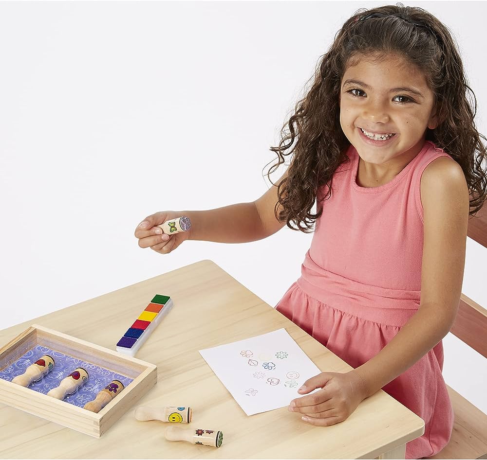 Melissa & Doug - Wooden Stamp Set - Deluxe Happy Handles (Not available for toy library)