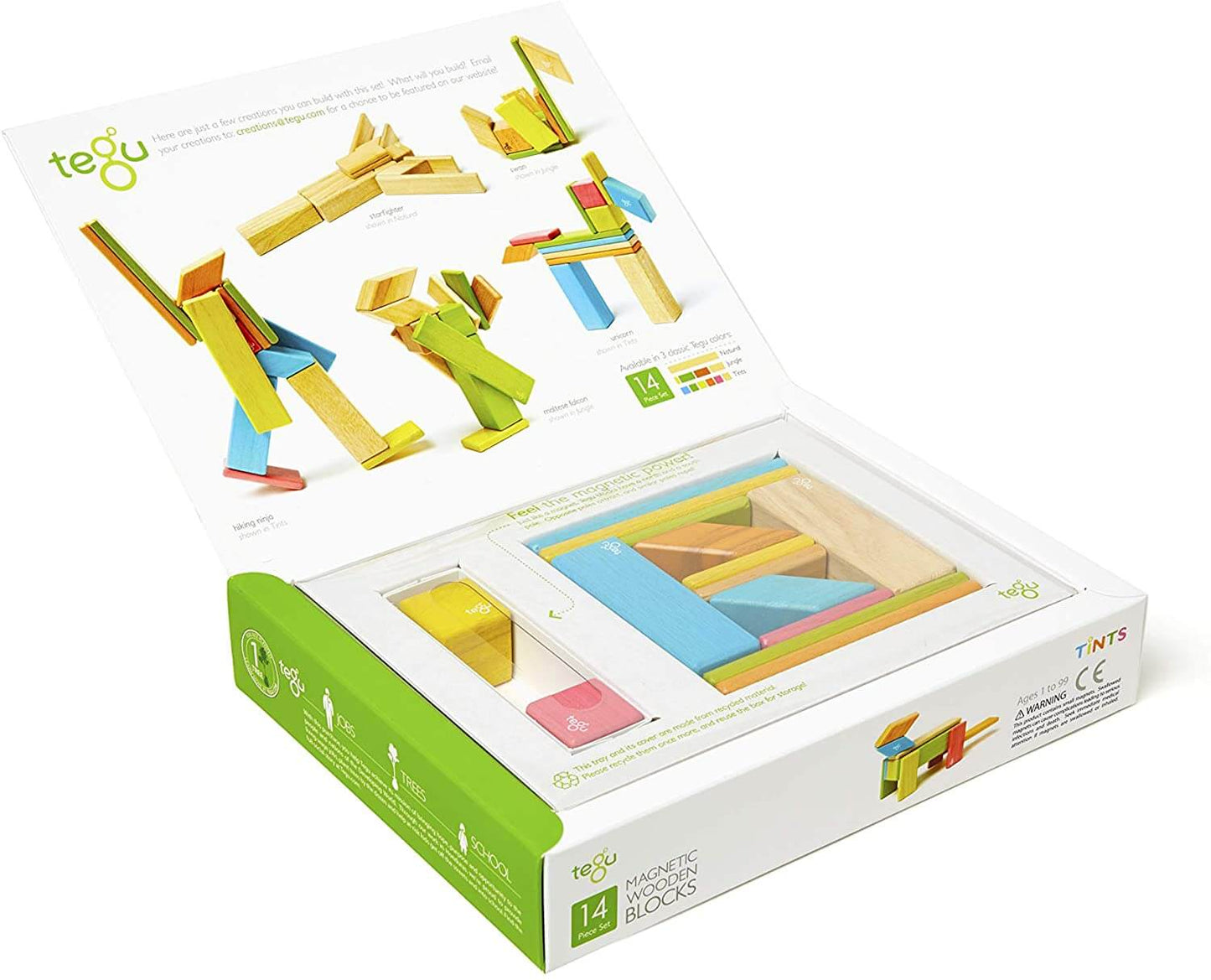 Tegu - 14-Piece Set Magnetic Wooden Blocks Tegu Classics - Sunset (3 Credits)