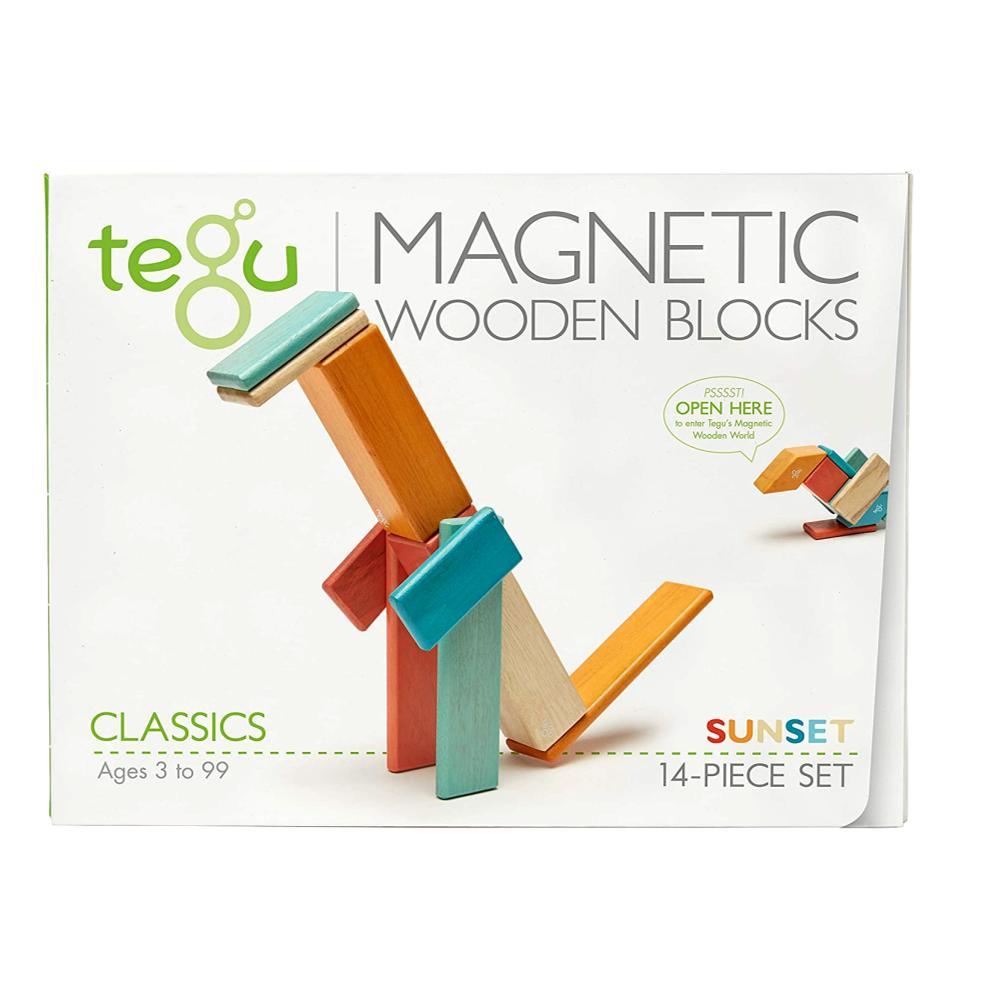 Tegu - 14-Piece Set Magnetic Wooden Blocks Tegu Classics - Sunset (3 Credits)
