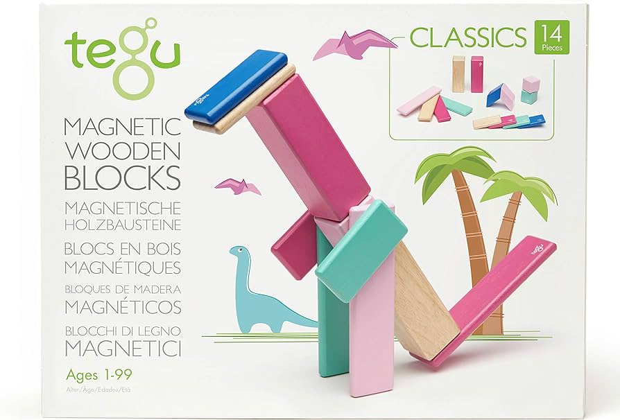 Tegu - 14-Piece Set Magnetic Wooden Blocks Tegu Classics - Sunset (3 Credits)