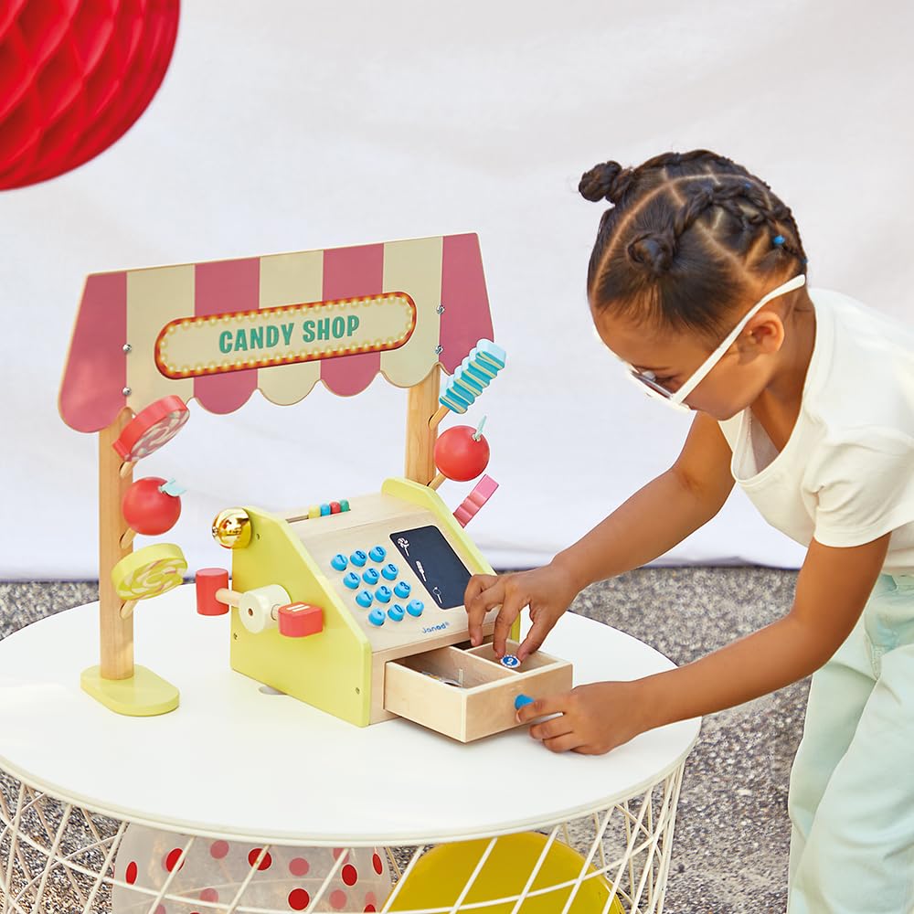 Janod - Applepop Children’s Market Stand Pretend Play Toy with Till (4 credits 4個玩具代金)