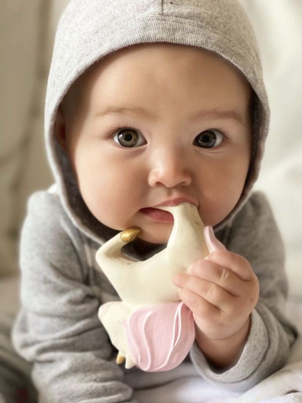 Oli & Carol - Unicorn in White Pink Baby Teether