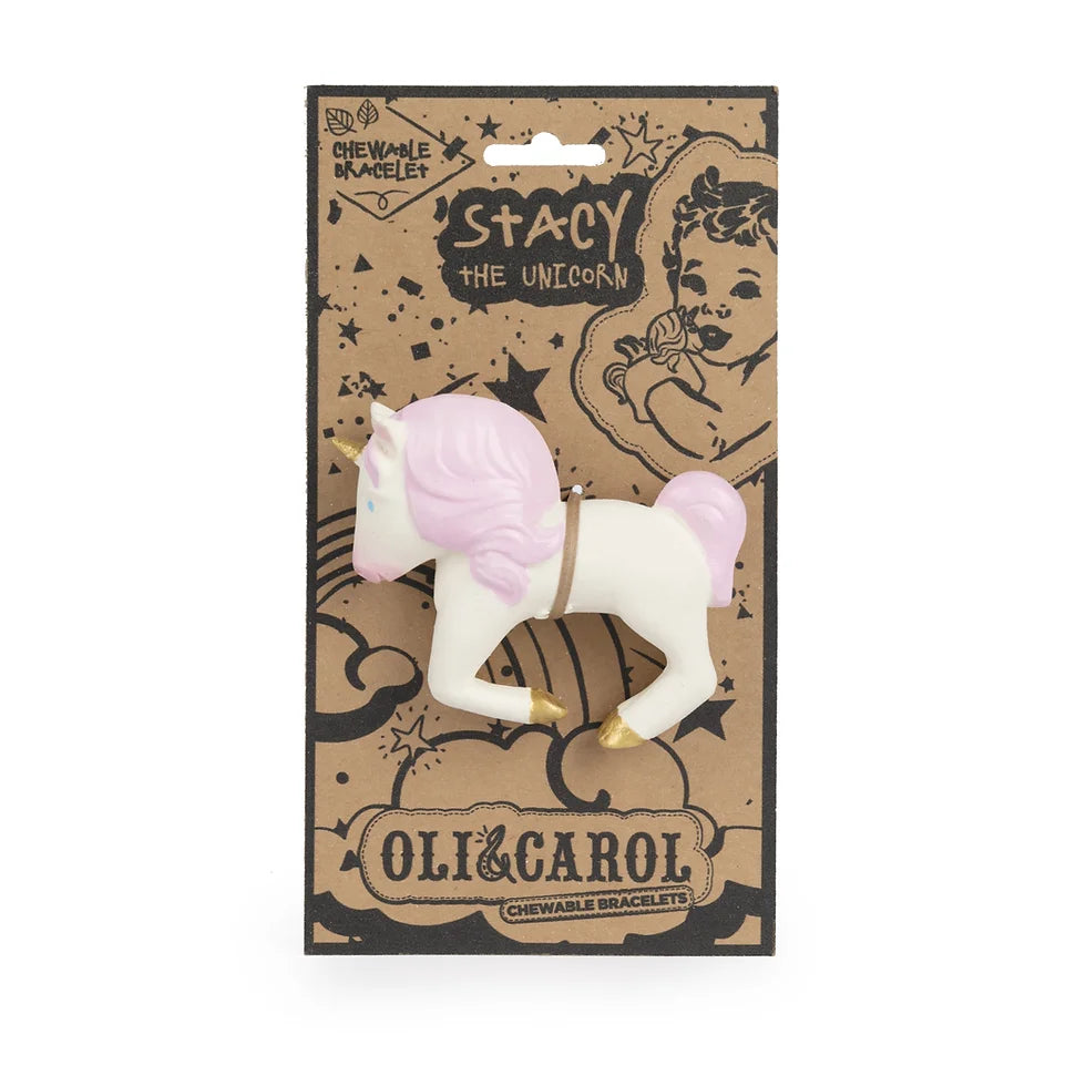 Oli & Carol - Unicorn in White Pink Baby Teether