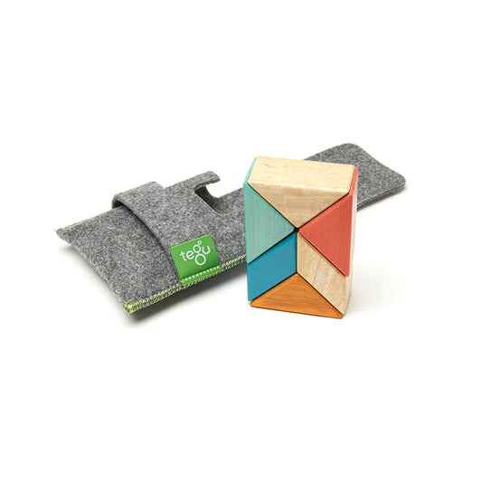Tegu - Pocket Pouch Prism Magnetic Wooden Blocks 6 pieces (2 Credits)