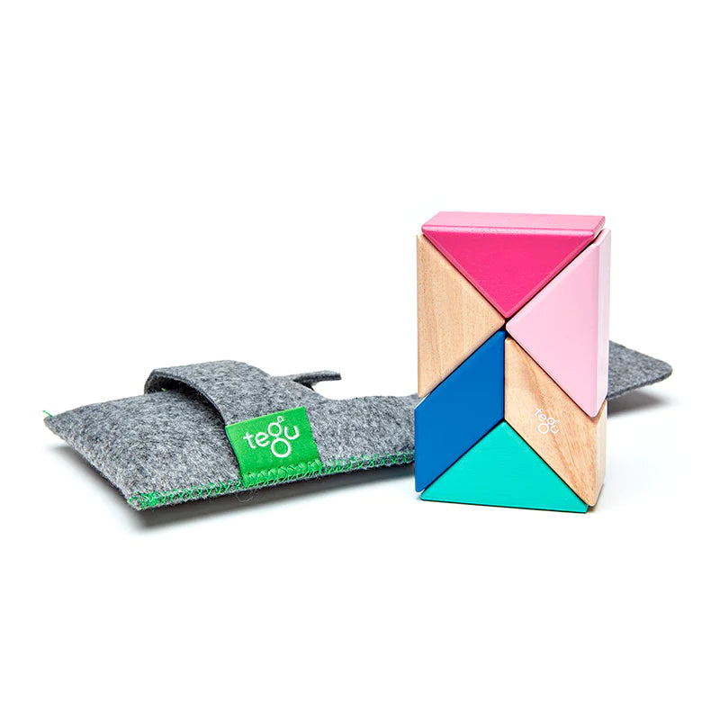 Tegu - Pocket Pouch Prism Magnetic Wooden Blocks 6 pieces (2 Credits)