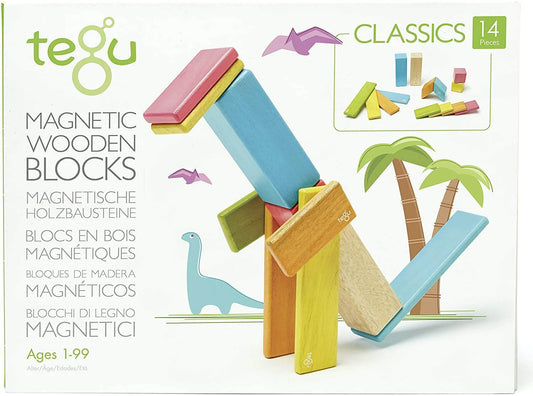 Tegu - 14-Piece Set Magnetic Wooden Blocks Tegu Classics - Sunset (3 Credits)
