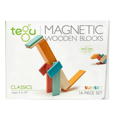 Tegu - 14-Piece Set Magnetic Wooden Blocks Tegu Classics - Sunset (3 Credits)