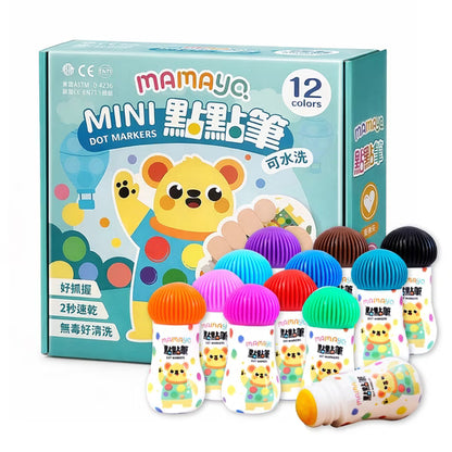mamayo-無毒點點筆-迷你12色組(附塗鴉紙，25ml/色)(not available for Toy  library)