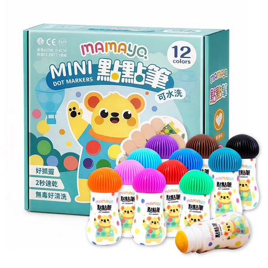 mamayo-無毒點點筆-迷你12色組(附塗鴉紙，25ml/色)(not available for Toy  library)