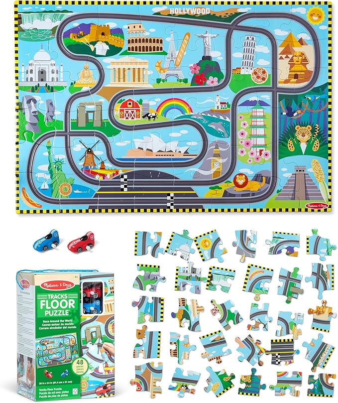 Melissa & Doug-Race Around the World Tracks Floor Puzzle(3 credits 3個玩具代金)