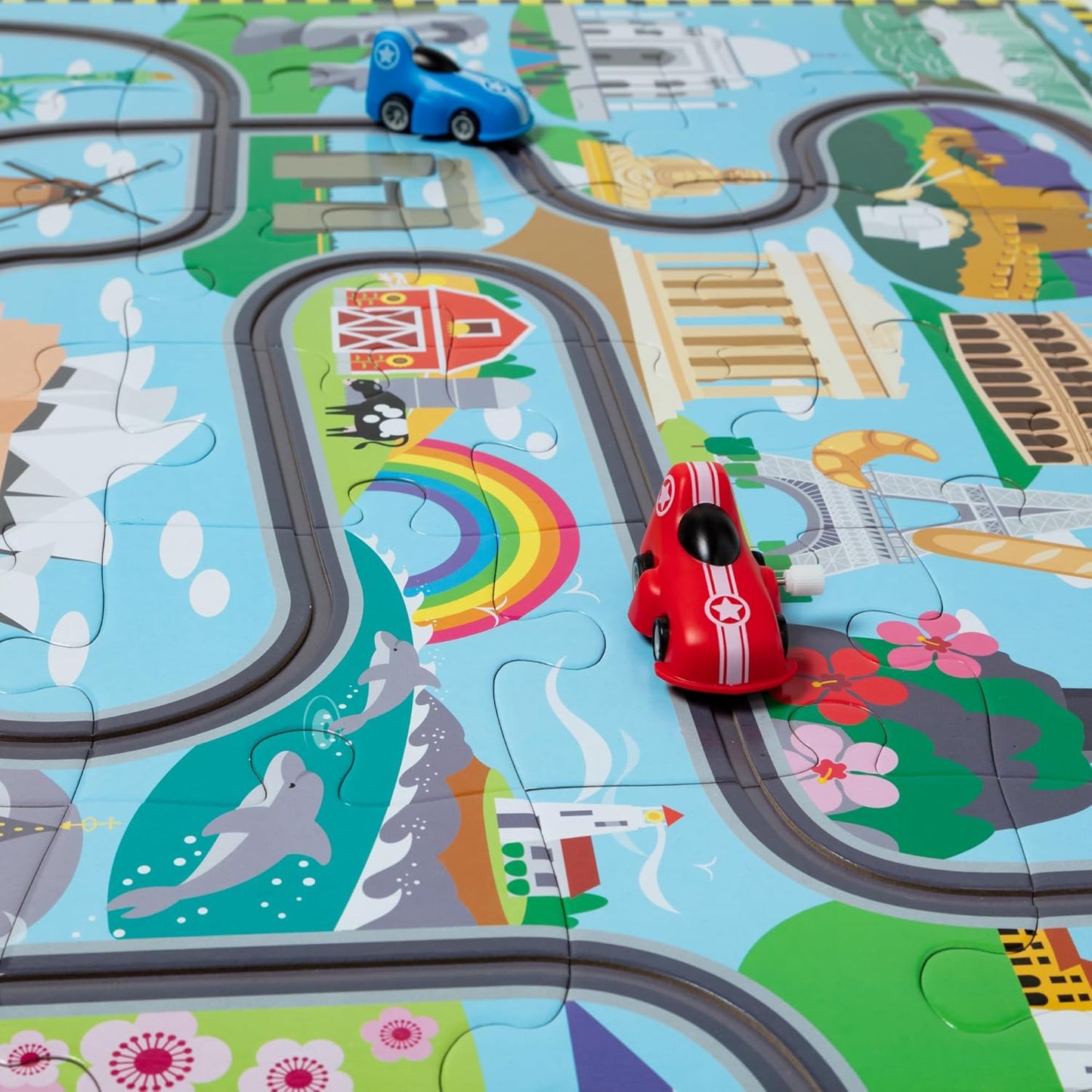 Melissa & Doug-Race Around the World Tracks Floor Puzzle(3 credits 3個玩具代金)