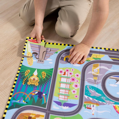 Melissa & Doug-Race Around the World Tracks Floor Puzzle(3 credits 3個玩具代金)