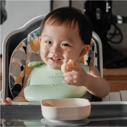Miniware - Roll and Lock Bib Silicone Baby Bib 2 Packs (Grey + Lime)