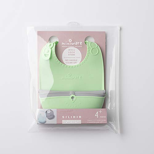 Miniware - Roll and Lock Bib Silicone Baby Bib 2 Packs (Grey + Lime)