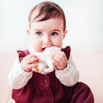 Oli & Carol -  Unicorn in White Pink Baby Teether