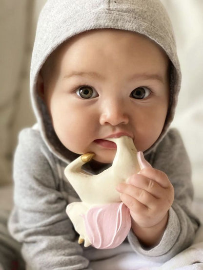 Oli & Carol -  Unicorn in White Pink Baby Teether