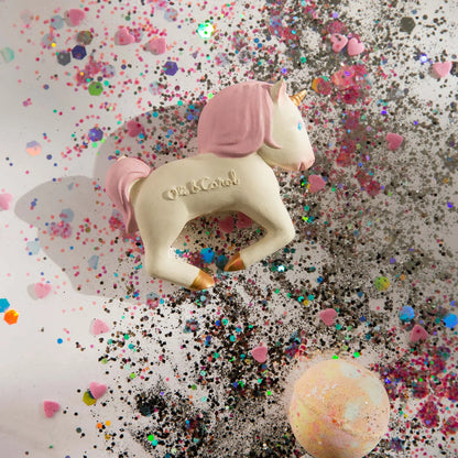 Oli & Carol -  Unicorn in White Pink Baby Teether