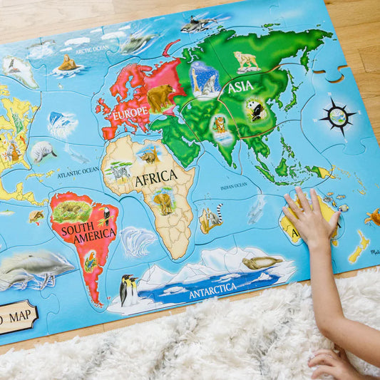Melissa & Doug - World Map Floor Puzzle(2 credits 2個玩具代金)(Toy Library Only)