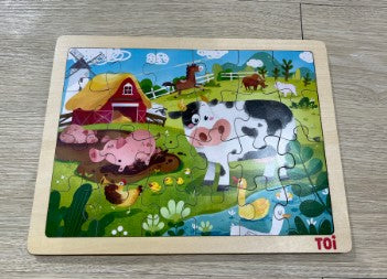 TOI 24pcs wooden puzzle - farm (2 credits/2個玩具代金)(Only for Toy Library)