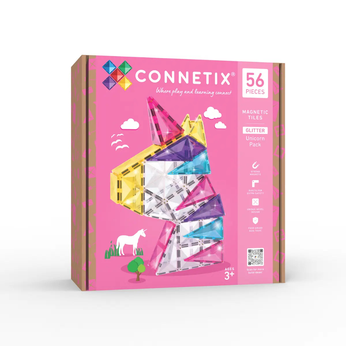 Connetix-Glitter Unicorn Pack 56 pc  (not available for Toy library)