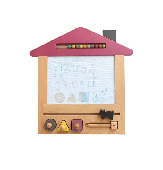Kiko+& gg* - Oekaki House 木製磁性畫板 - 桃紅色小屋 (貓貓)  (not available for Toy library)
